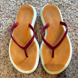 Tory Burch Women's Burgundy and Tan Sandals